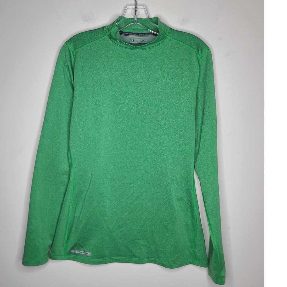 Under Armour bright green cold gear mock neck long sleeve shirt - large